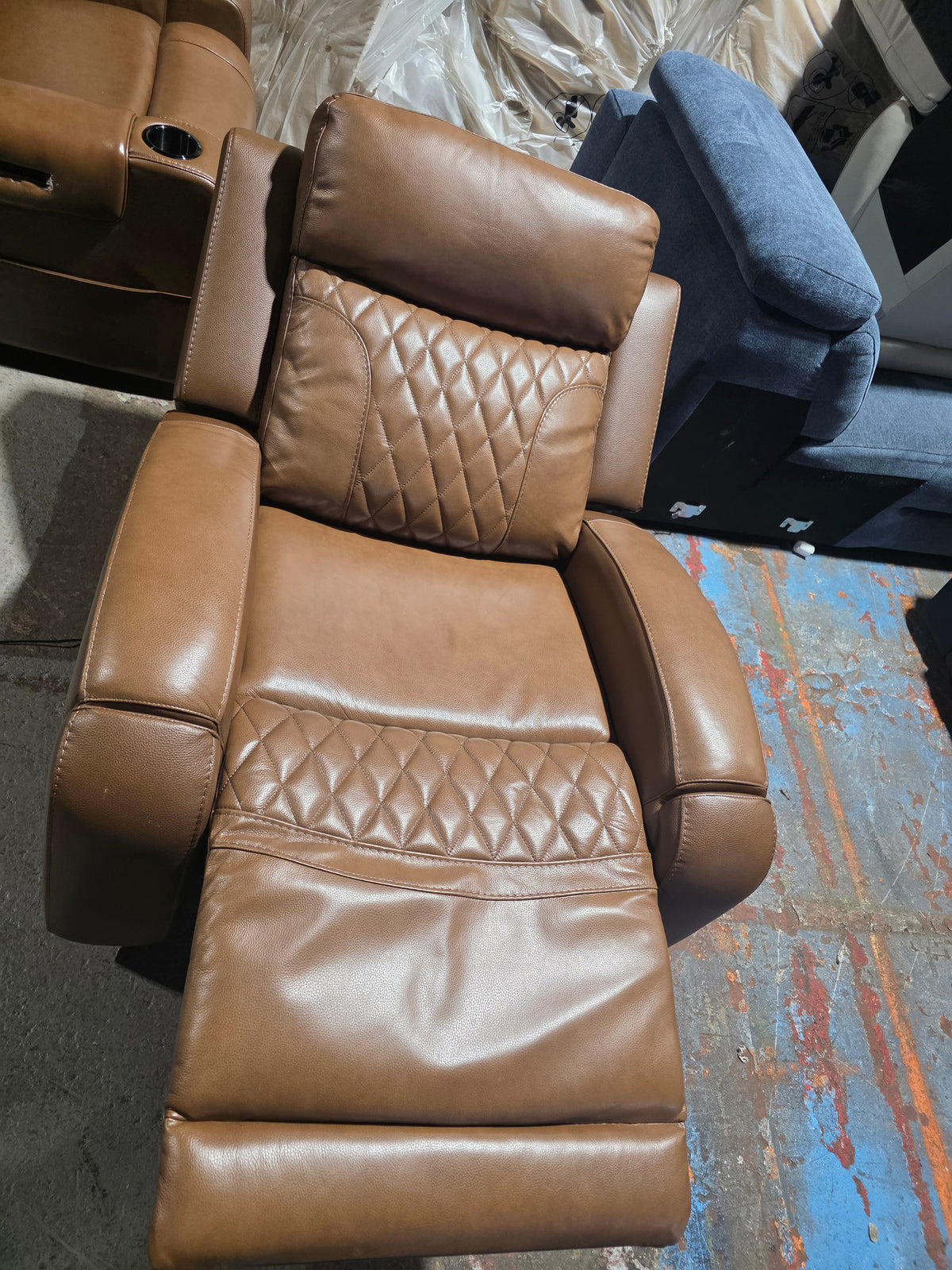 Niccy Leather 41.75" Power Motion Lay Flat Recliner (Brown)