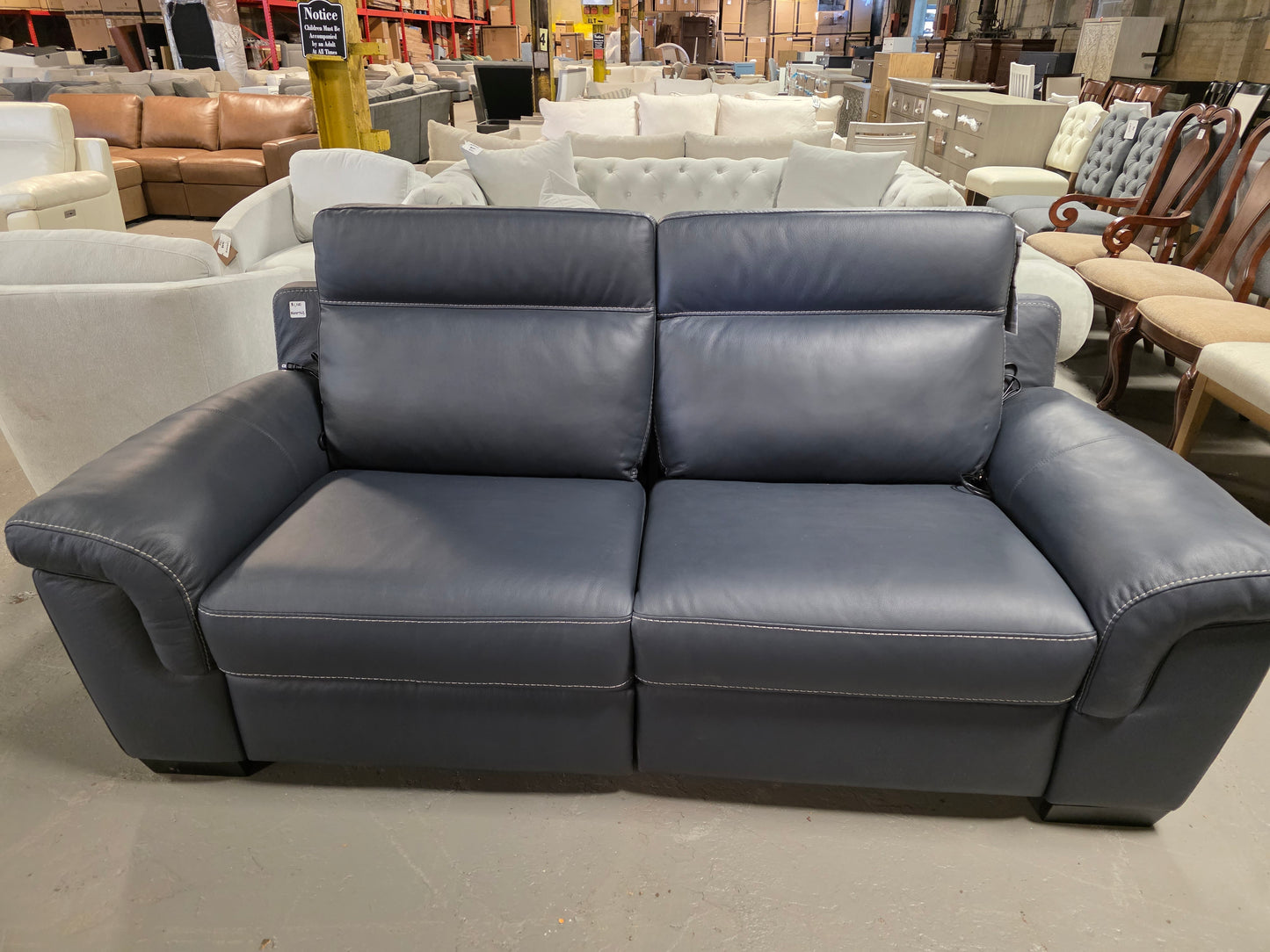 Julius II 2-Pc. Leather Sofa with 2 Power Recliners (Navy)