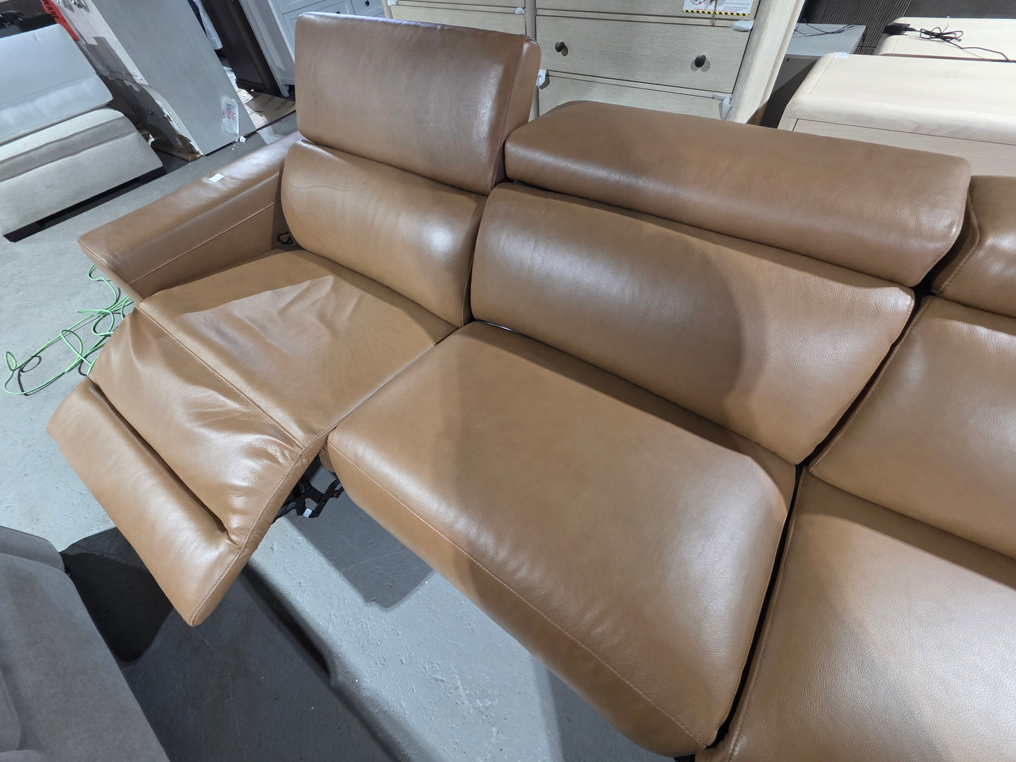 Nevio 116" 3-pc Leather Sectional Sofa, 3 Power Recliners and Articulating Headrests