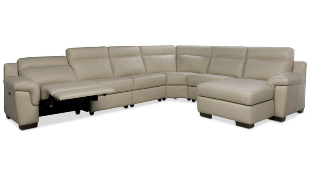 Julius II 6-Pc. Leather Chaise Sectional with 2 Power Recliners