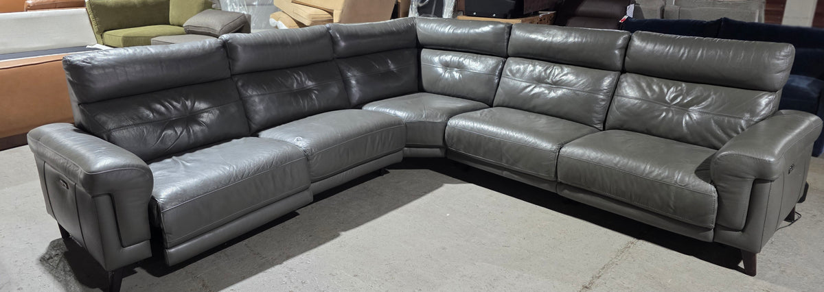 Leather 5-Pc. Sectional with 3 Power Recliners