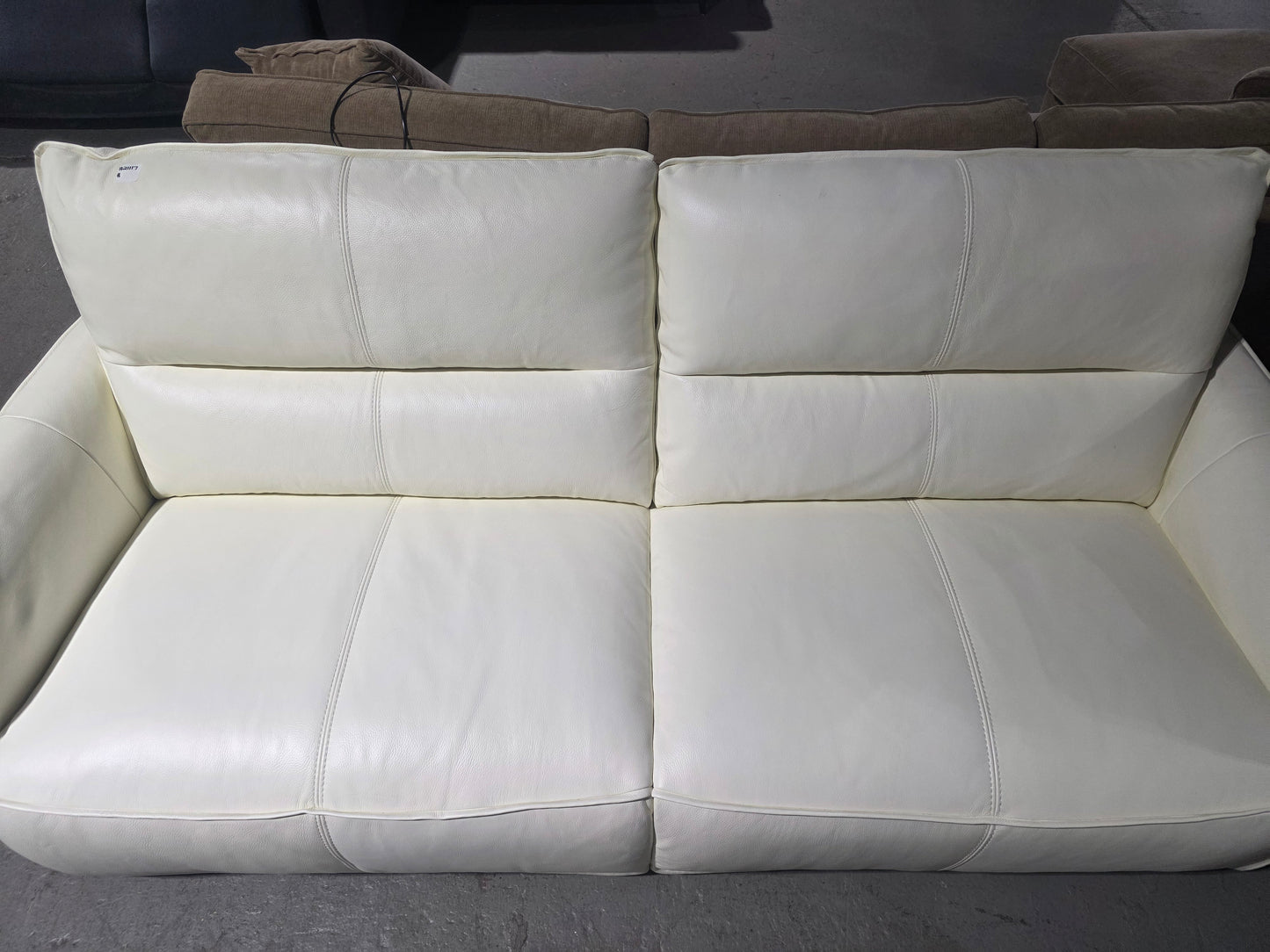 Polner 91" Leather Power Motion Sofa (Oyster White)