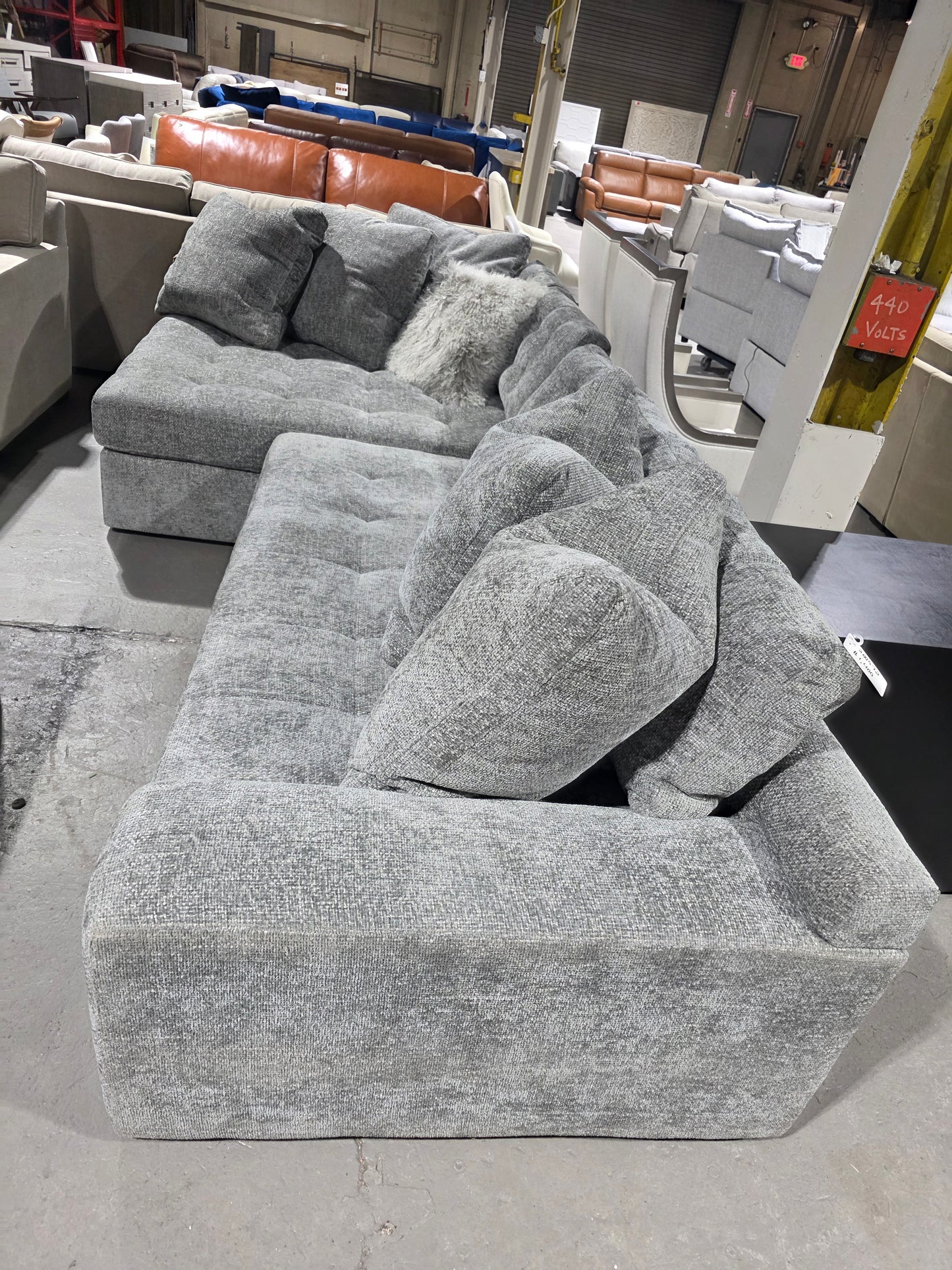 Pherie 131" 2-Pc. Fabric Sectional with Cuddler (Graphite)