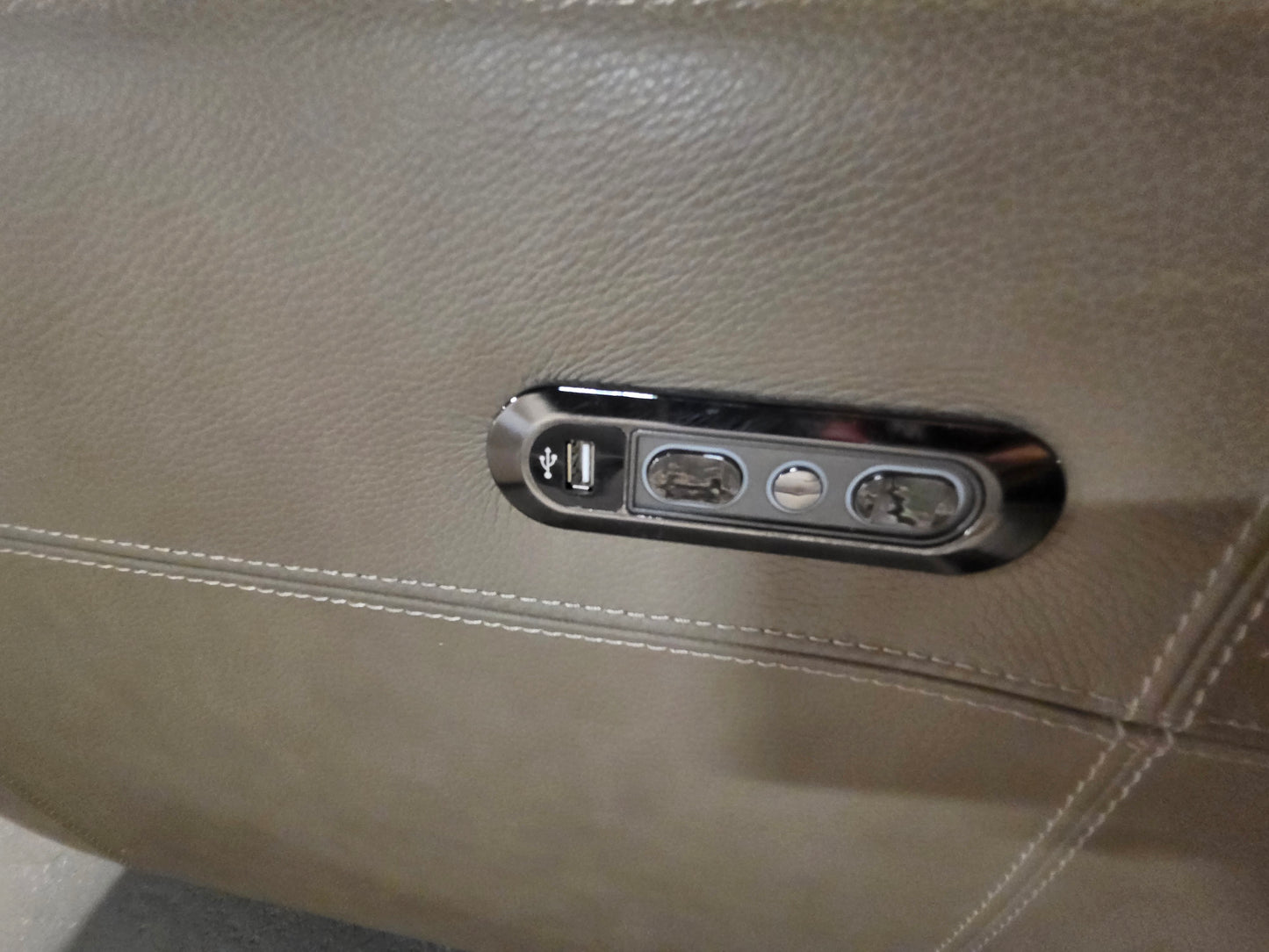 5-Pc. Leather Sectional with 3 Power Recliners (Taupe)