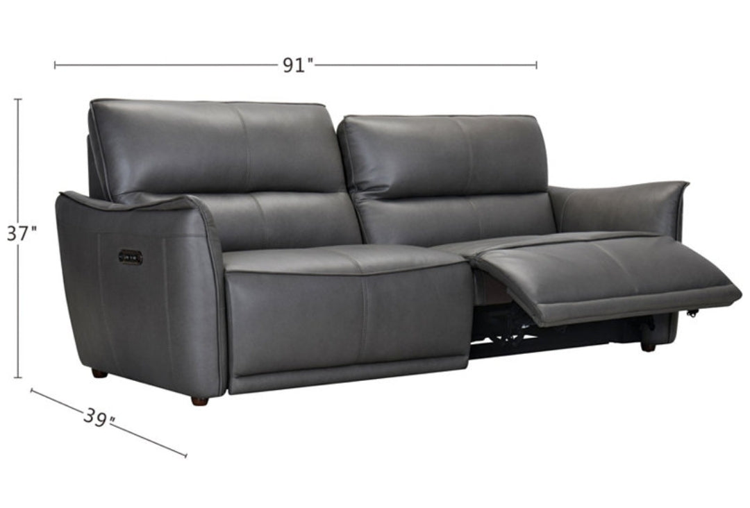 Polner 91" Leather Power Motion Sofa (Charcoal)