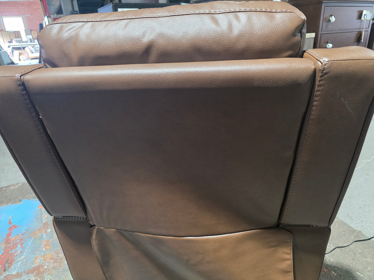 Niccy Leather 41.75" Power Motion Lay Flat Recliner (Brown)