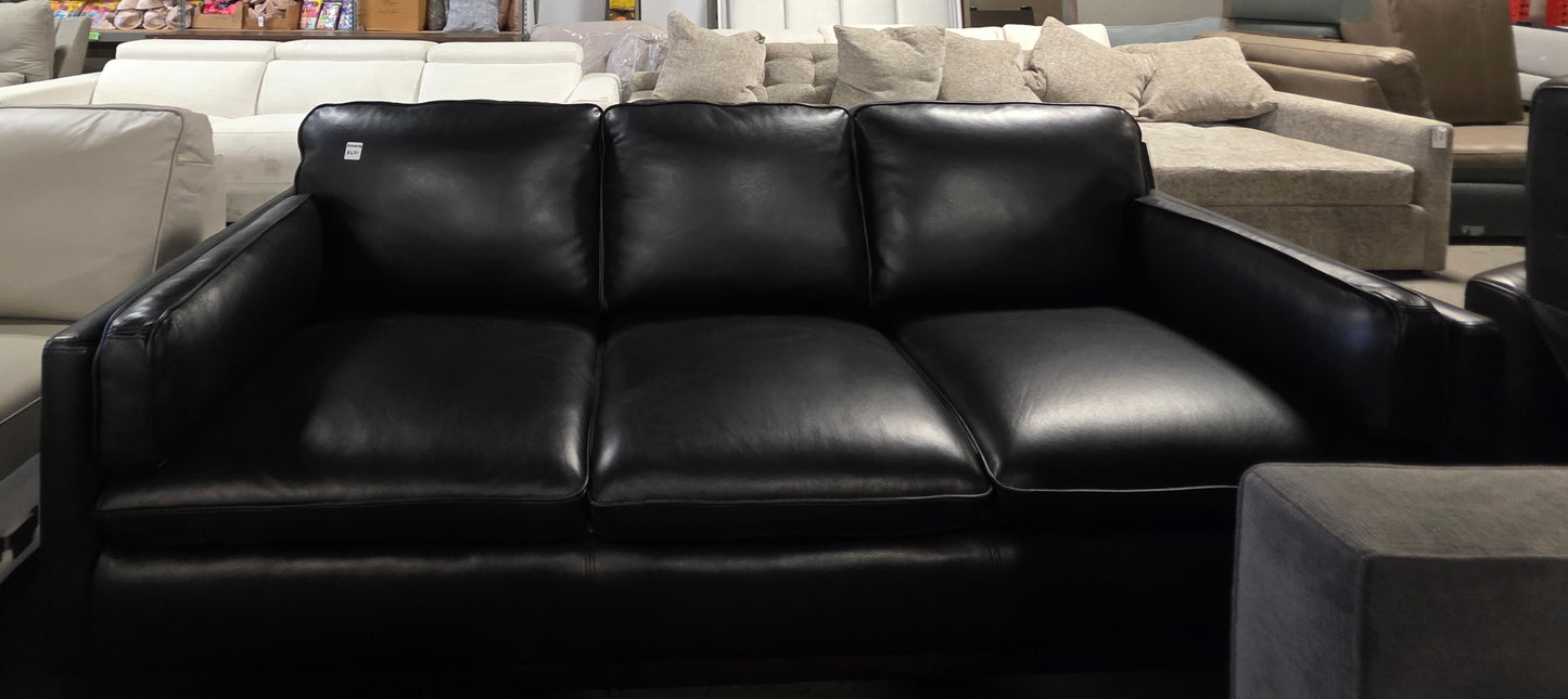 Virton 87" Leather Sofa (Black)