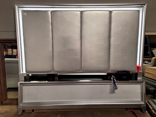 King- Silver Light up Headboard & Footboard