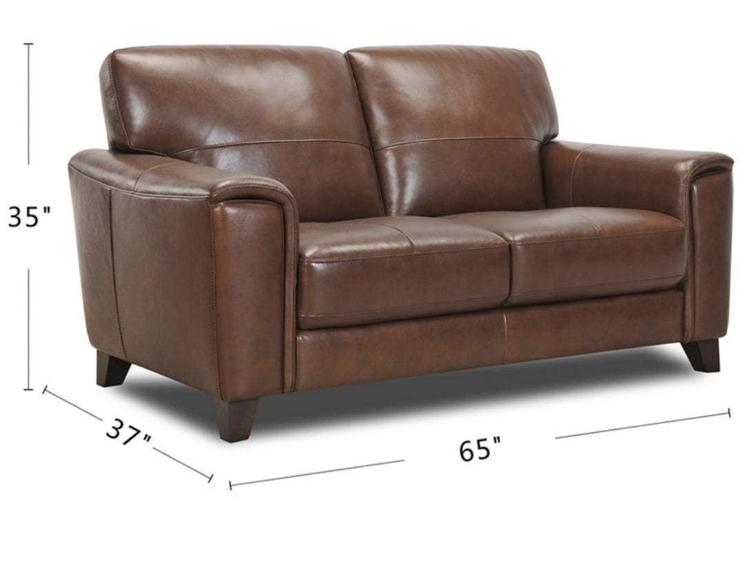 Brayna 65" Classic Leather Loveseat (Classico Chestnut)