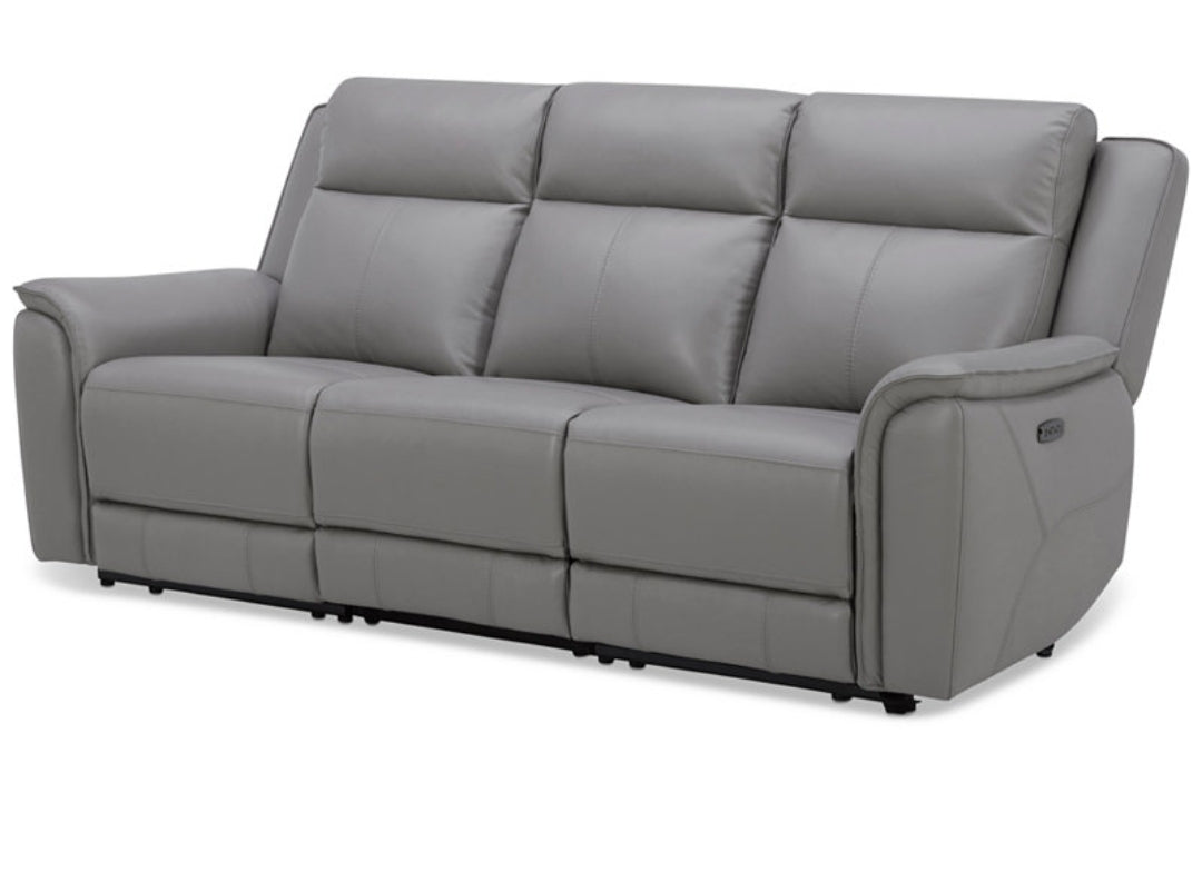 Addyson 88" 3-Pc. Leather Sofa with 2 Zero Gravity Recliners with Power Headrests (Ash)