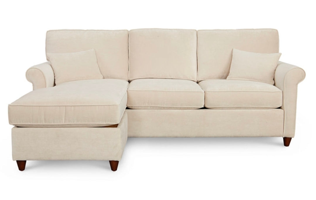 Lidia 82" Fabric 2-Pc. Reversible Chaise Sectional Sofa w/ Storage Ottoman-Gypsy Creme