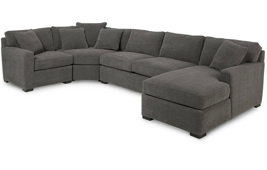 Radley 4-Pc. Fabric Chaise Sectional Sofa with Wedge Piece (Heavenly Mocha Grey)
