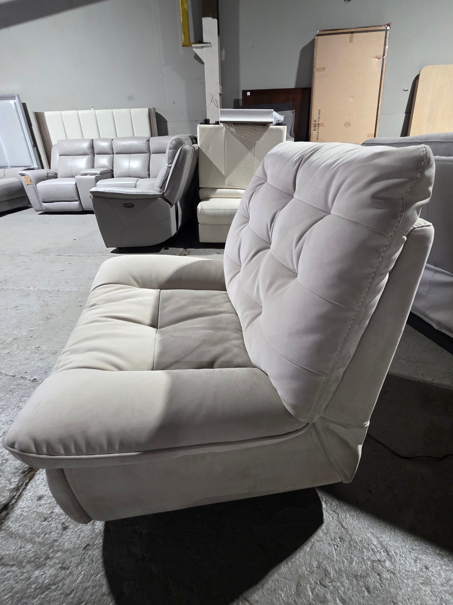 Bovell Fabric Power Swivel Glide Recliner (Light Khaki)