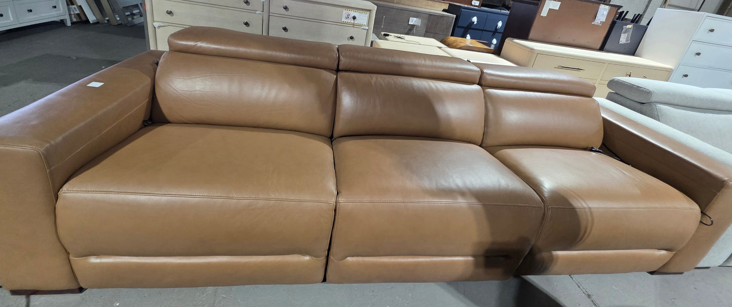 Nevio 116" 3-pc Leather Sectional Sofa, 3 Power Recliners and Articulating Headrests
