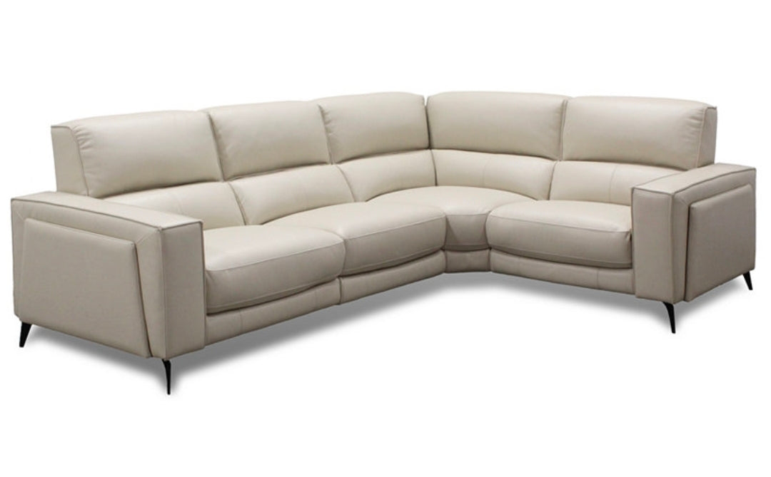 Neiwert 4-Pc. Leather Sofa Sectional with 3 Power Recliners (Silver Grey)