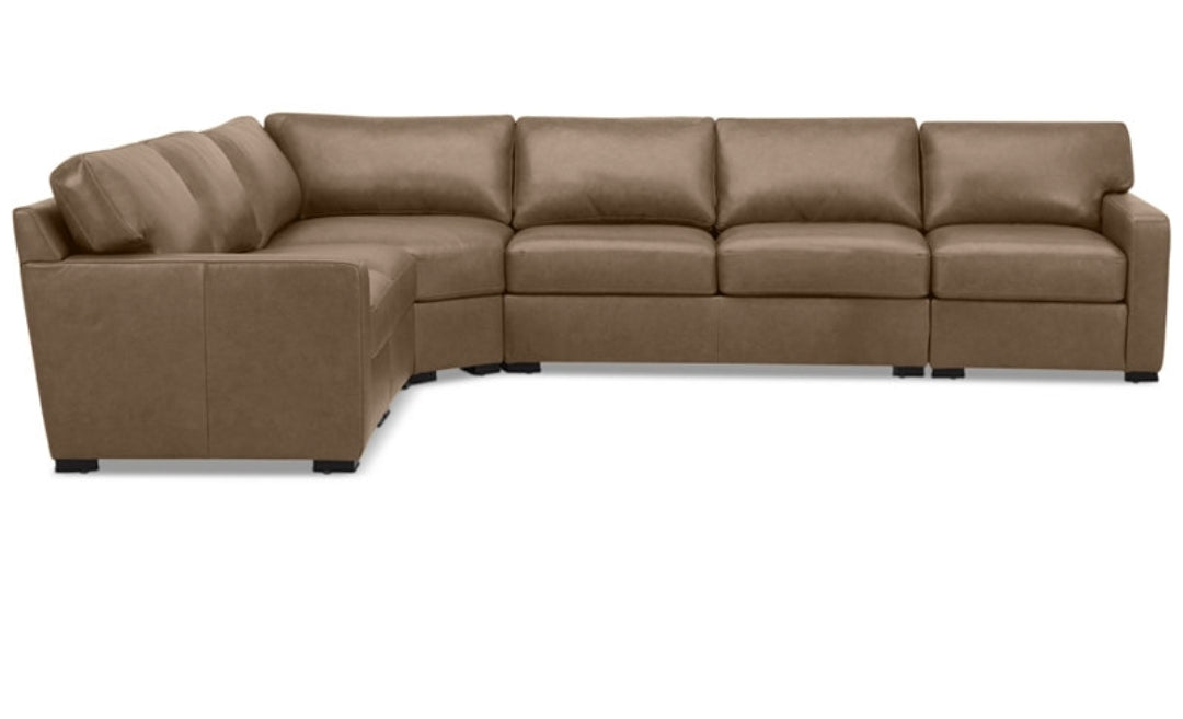 Radley 148" 5-Pc. Leather Square Corner L Shape Modular Sectional