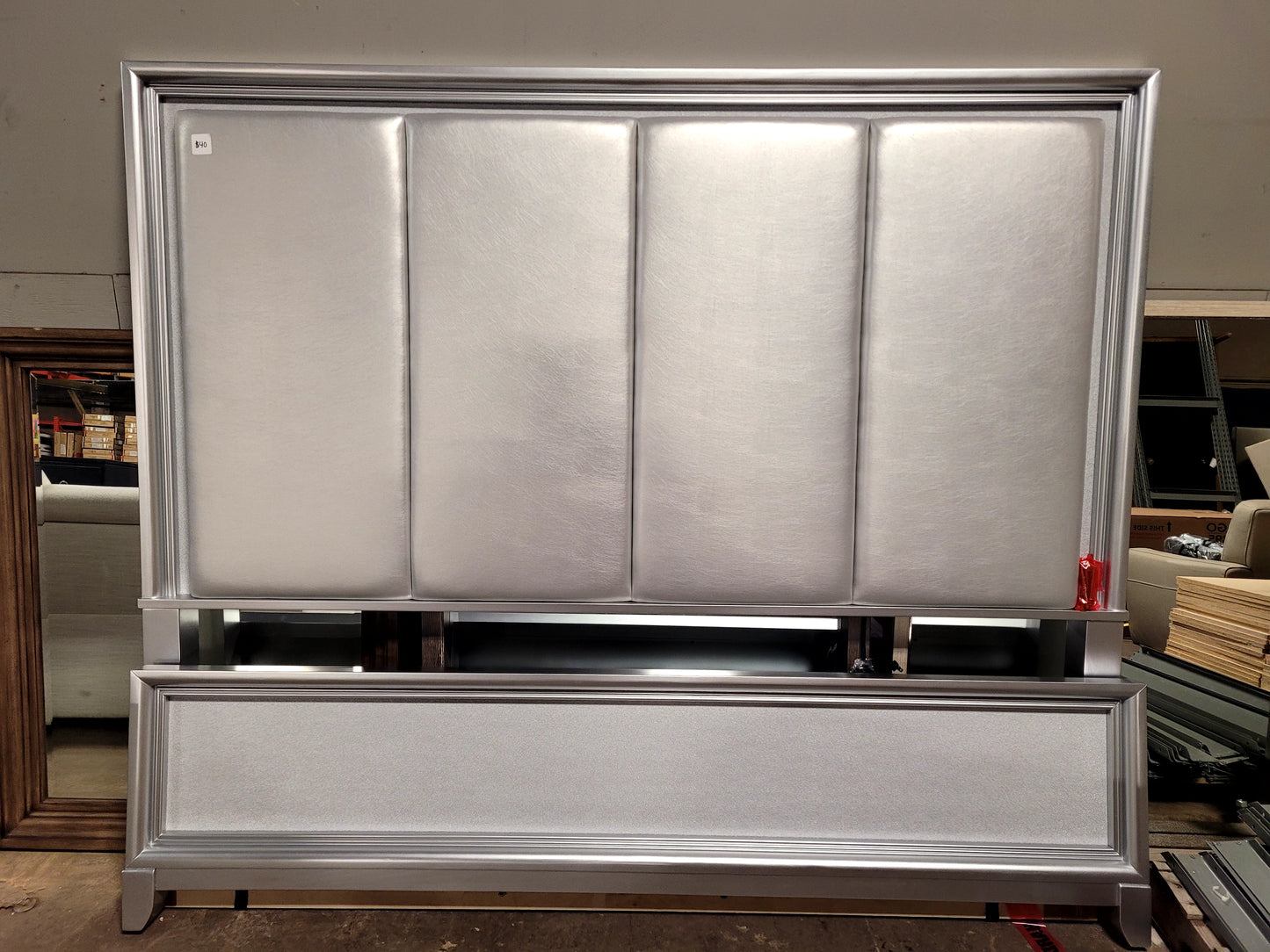 King- Silver Light up Headboard & Footboard