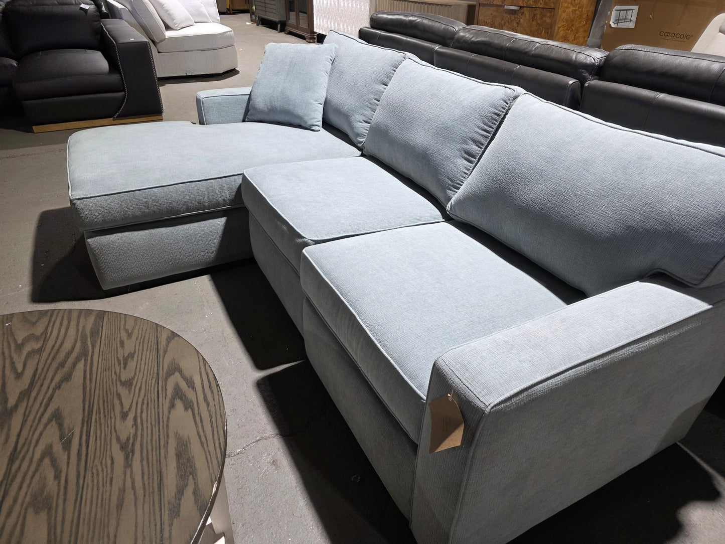 Radley 3-Pc. Fabric Chaise Sectional Sofa (Heavenly Robinsegg Blue)