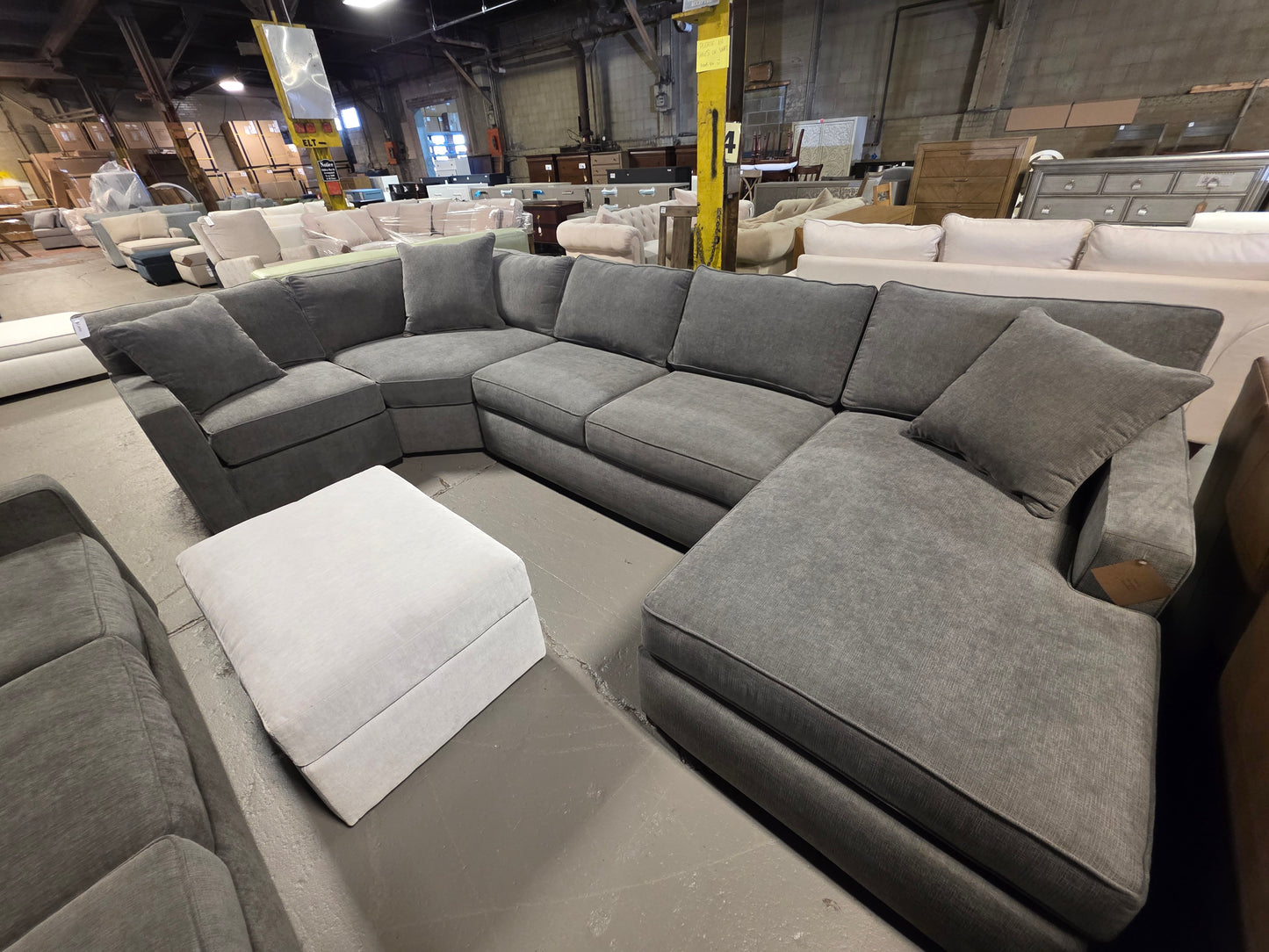 Radley 4-Pc. Fabric Chaise Sectional Sofa with Wedge Piece (Heavenly Mocha Grey)