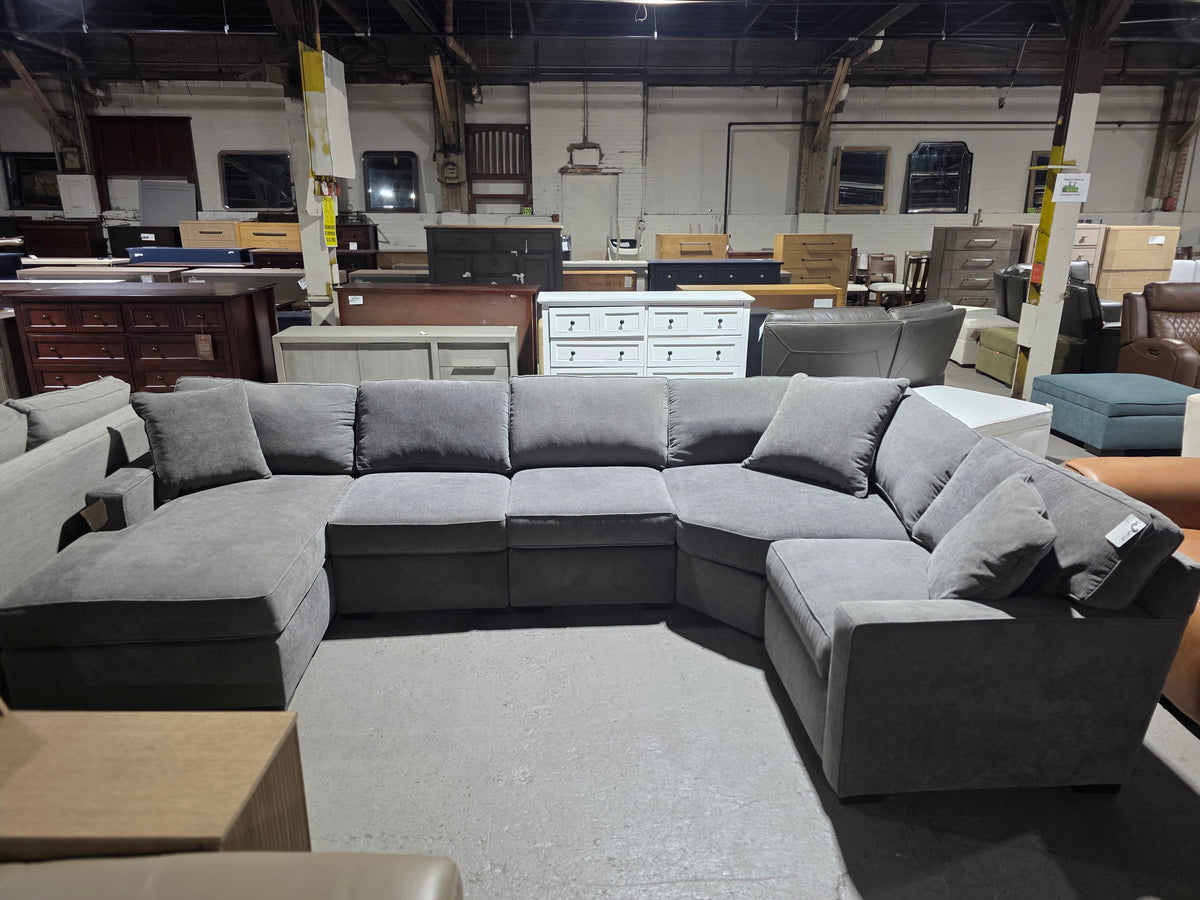 Radley 5-Pc. Fabric Chaise Sectional Sofa with Wedge (Heavenly Mocha Grey)
