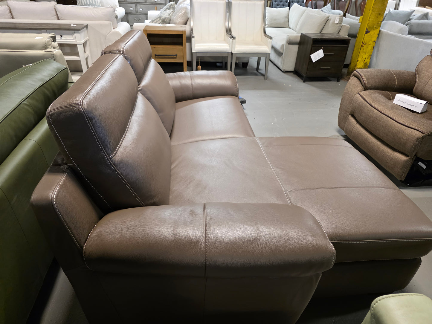 Julius II 2-Pc. Leather Chaise Sectional Sofa With Power Recliner, Power Headrest & USB Power Outlet