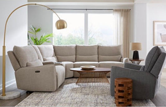 Olper 6-Pc. Fabric Zero Wall Sectional Sofa with Three Power Motion Pieces & Console