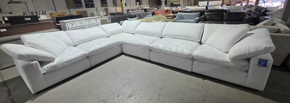 Fog 6-Pc. Fabric L-Sectional Sofa Set (White)
