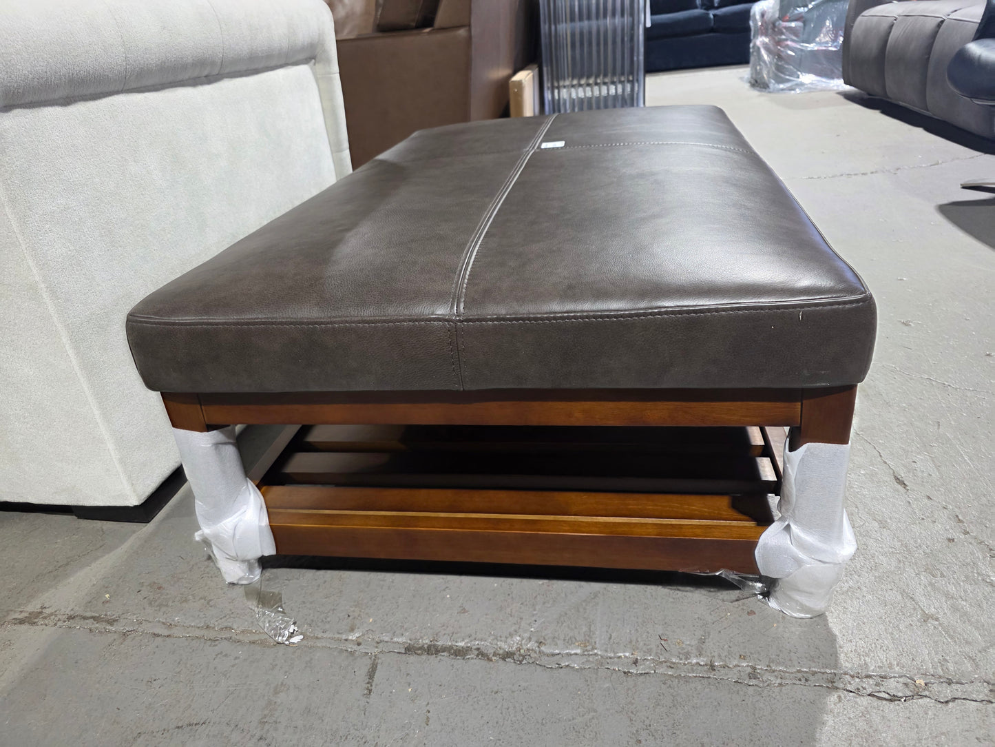 Jacey 17" Leather Rectangle Ottoman