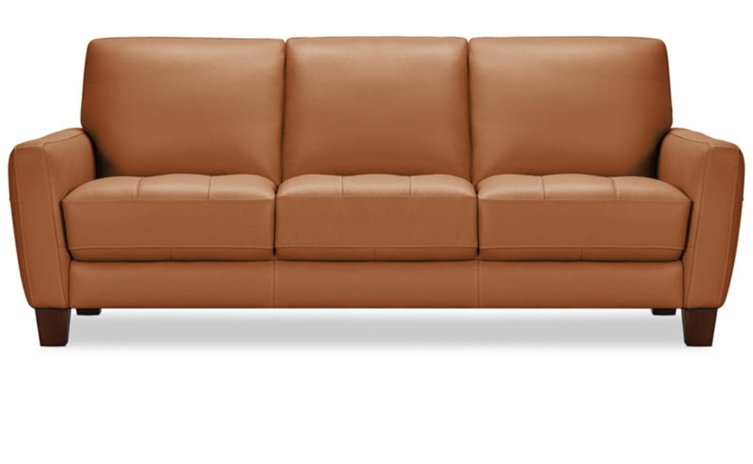 Galligher Leather Sofa (Caramel)