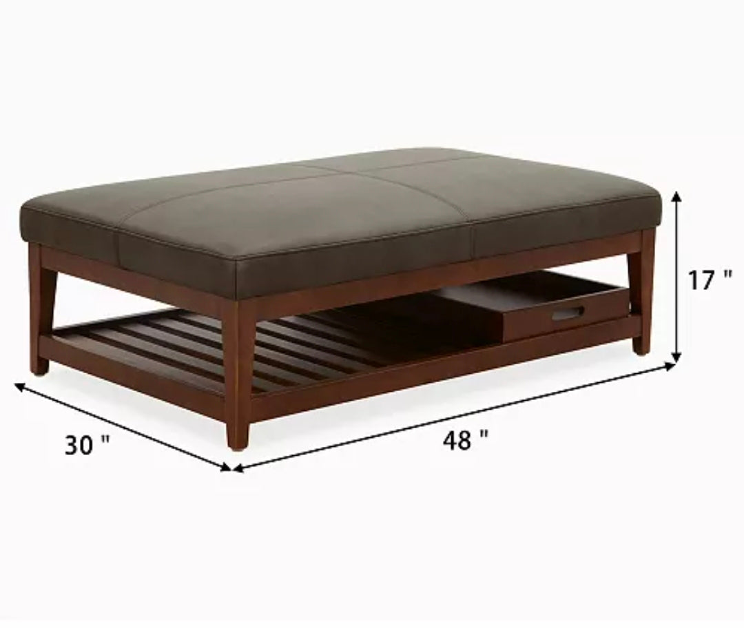 Jacey 17" Leather Rectangle Ottoman