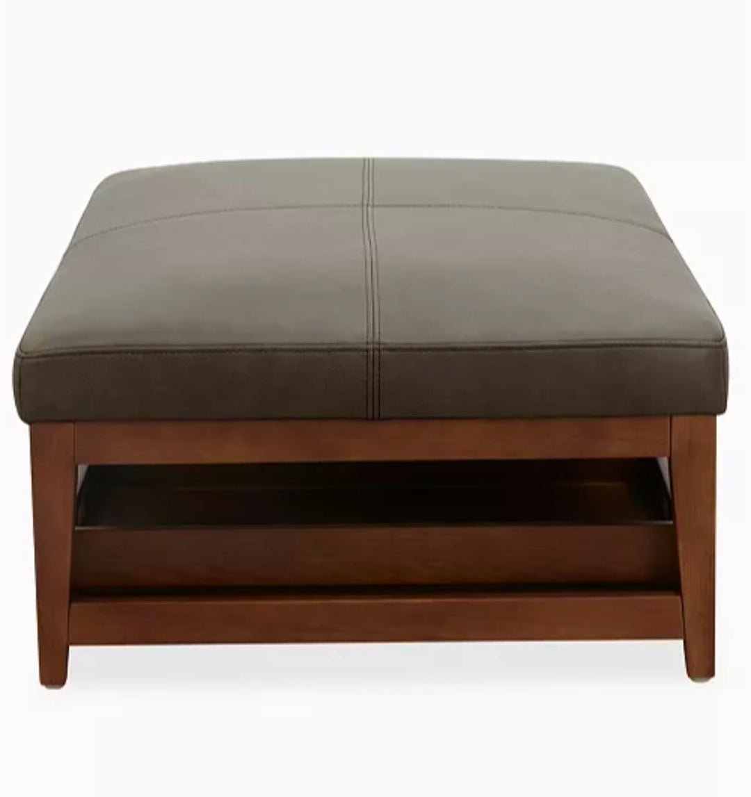 Jacey 17" Leather Rectangle Ottoman