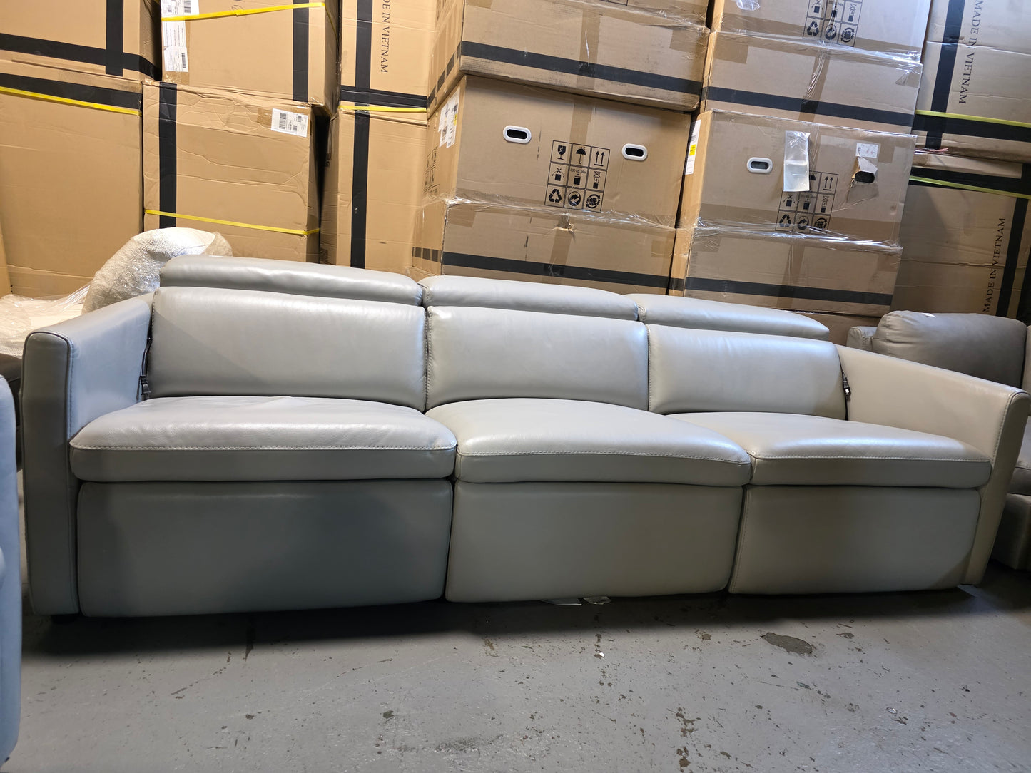 Leather 3-Pc. Sectional Sofa with 2 Power Recliners