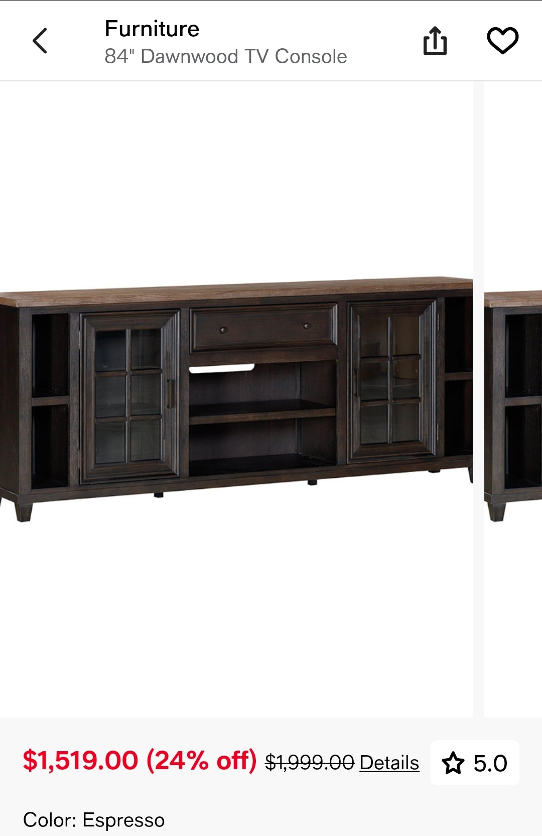 84" Dawnwood TV Console (Espresso)