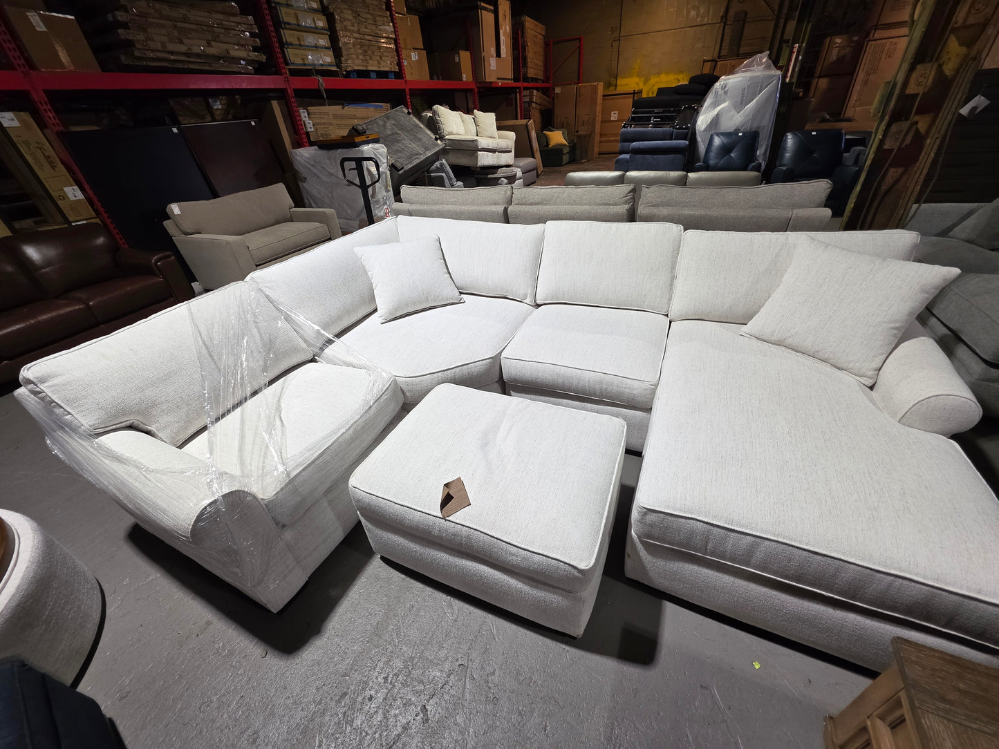 Radley Rollarm 115" 4-Pc. Fabric Chaise Sectional with Wedge (Natural)