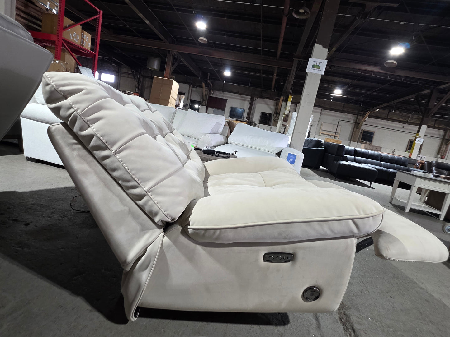 Bovell Fabric Power Swivel Glide Recliner (Light Khaki)