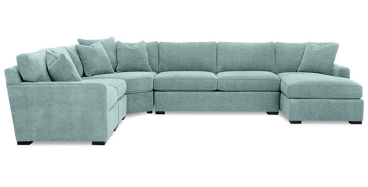 Radley 5-Piece Fabric Chaise Sectional (Robins Egg Blue)