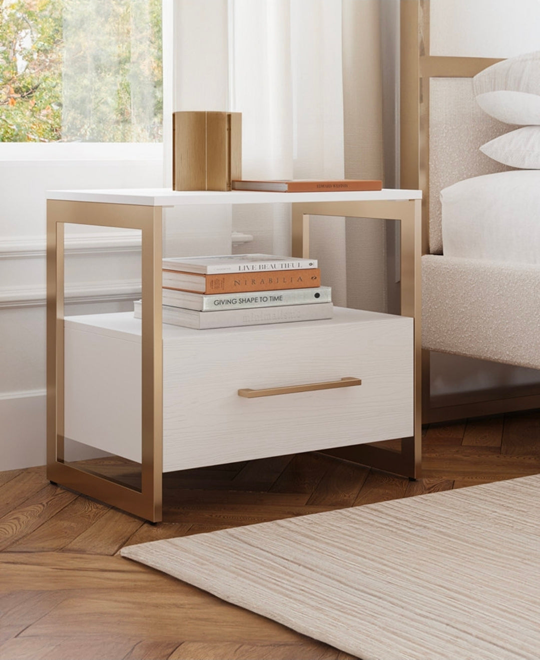 26" Emila 1-Drawer Stone Nightstand