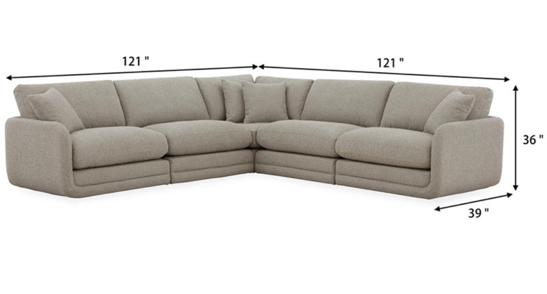 Daryll 5-Pc Fabric L Sectional (Granite)