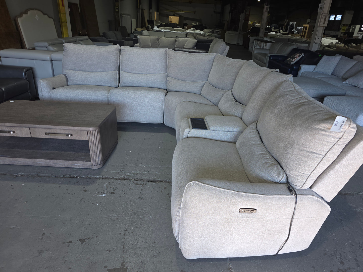 Olper 6-Pc. Fabric Zero Wall Sectional Sofa with Three Power Motion Pieces & Console