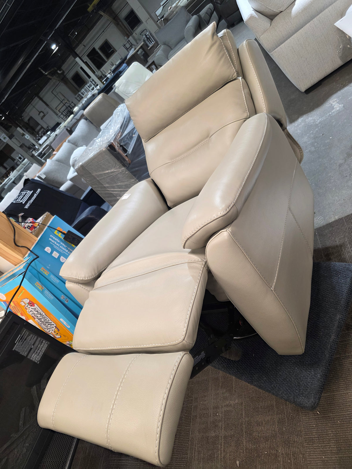 Ossorio Leather Power Swivel Glide Recliner (Silver Grey)