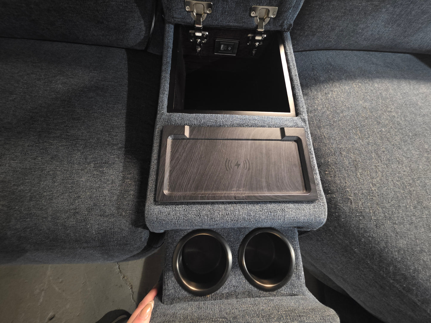 Nevio 4-Pc. Fabric Power Headrest Sectional and Chaise with 3 Power Motion Chairs (Midnight)