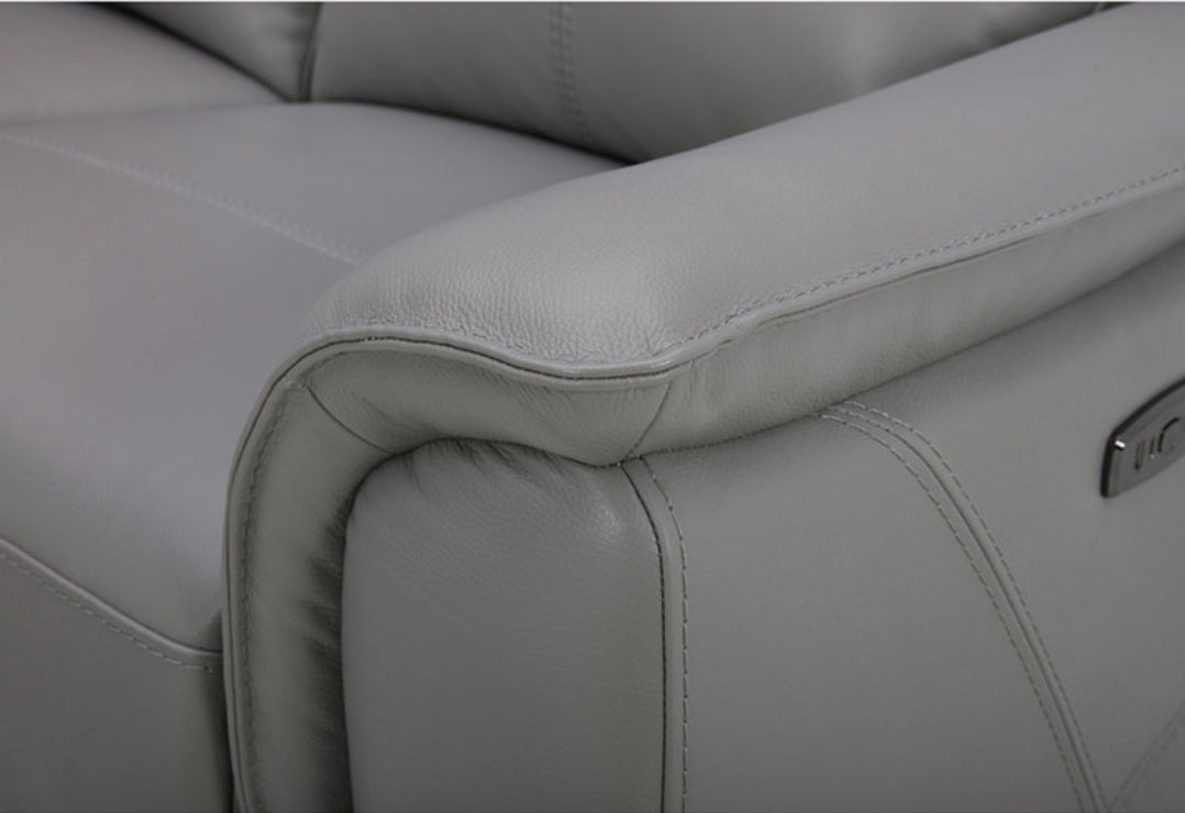 Addyson 88" 3-Pc. Leather Sofa with 2 Zero Gravity Recliners with Power Headrests (Ash)