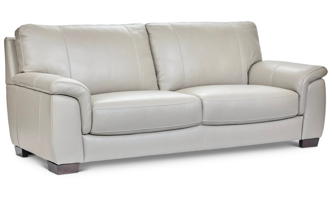 Cobbie Leather 89" Sofa (Feather Grey)
