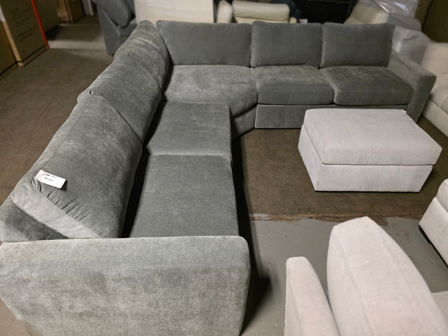 Grey 3-Pc. Fabric Sectional Sofa