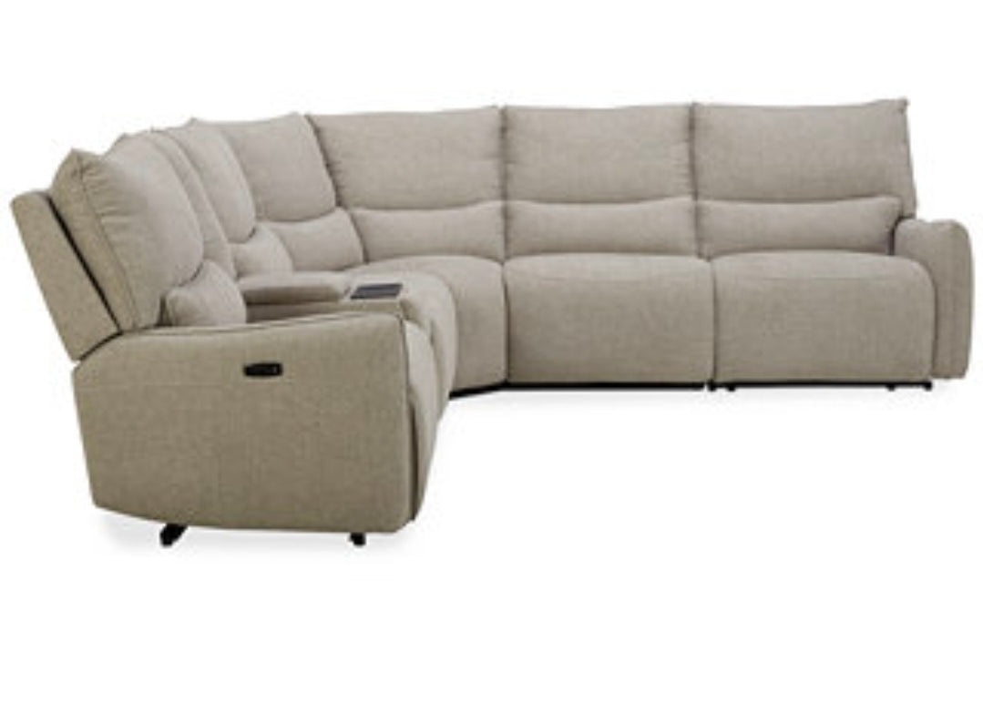 Olper 6-Pc. Fabric Zero Wall Sectional Sofa with Three Power Motion Pieces & Console