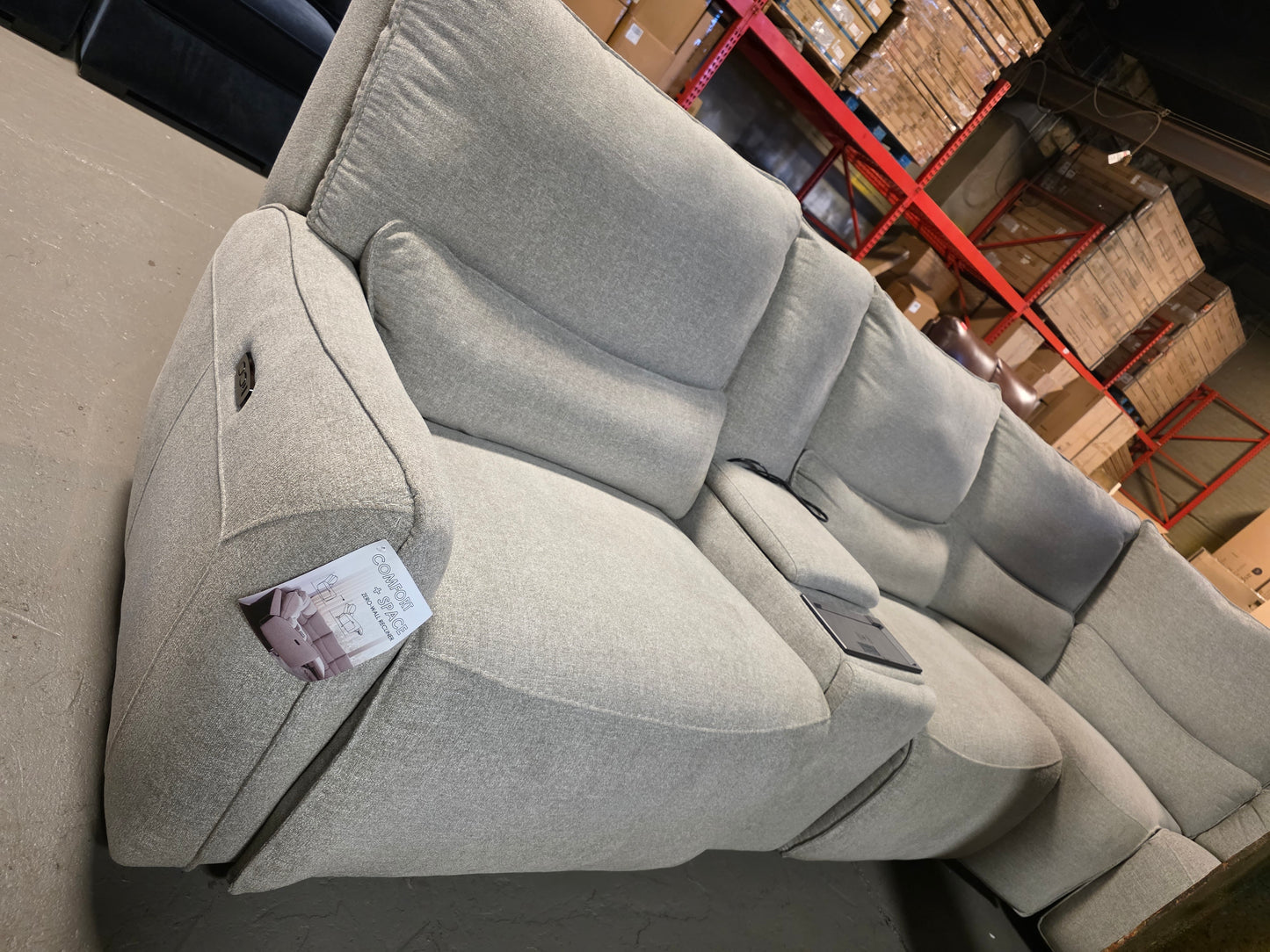 Olper 5-Pc. Fabric Zero Wall Sectional Sofa with Three
Power Motion Pieces (Sand)