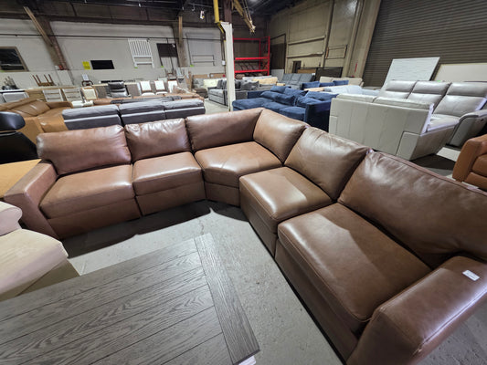 Radley 113" 5-Pc. Leather Wedge L Shape Modular Sectional (Light Tan)