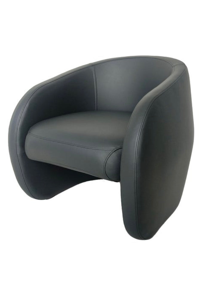 Berry armchair upholstered in Black leather by Bow and Arrow