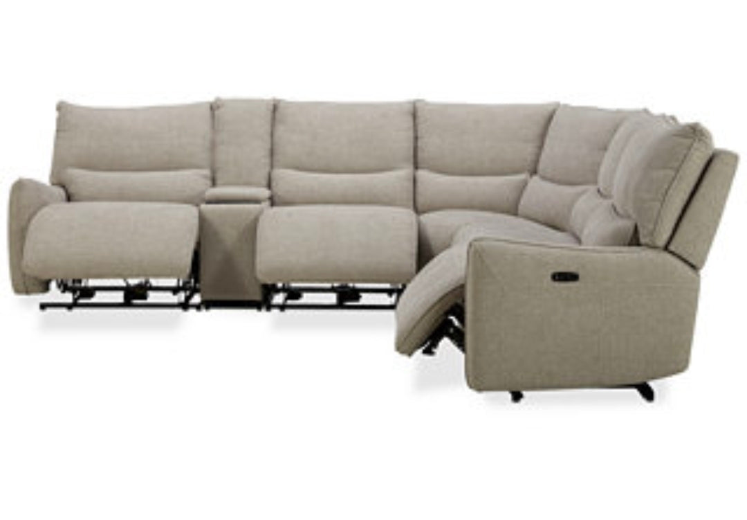Olper 6-Pc. Fabric Zero Wall Sectional Sofa with Three Power Motion Pieces & Console