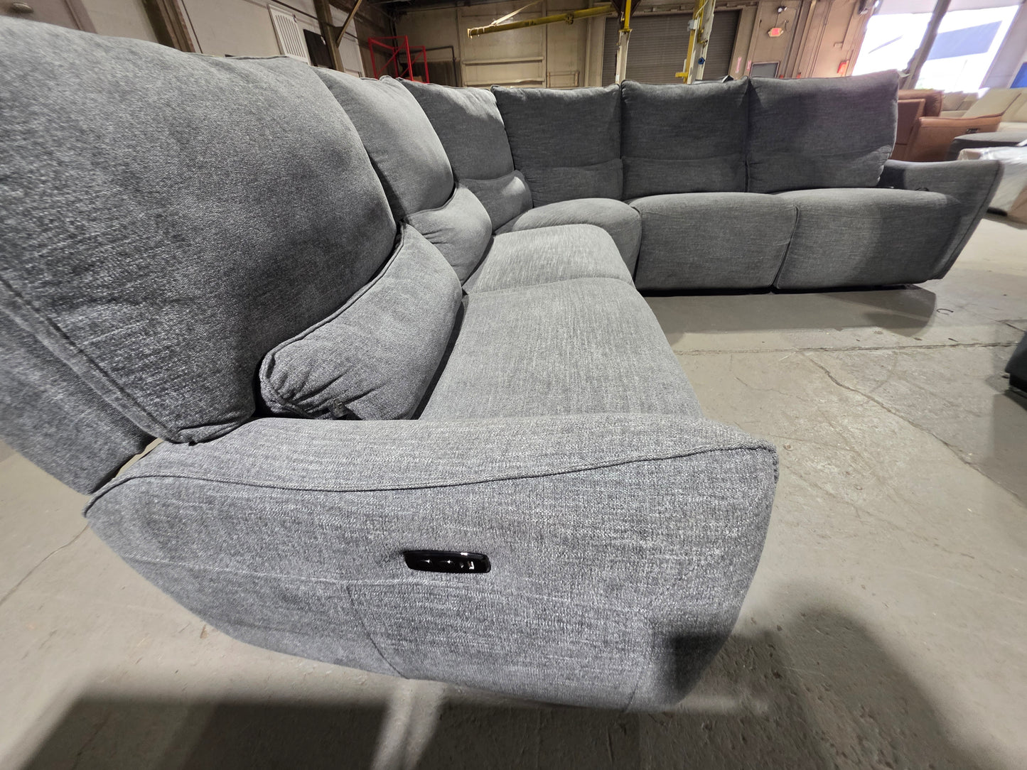 Olper 5-Pc. Fabric Zero Wall Sectional Sofa with Two Power Motion Pieces (Slate)